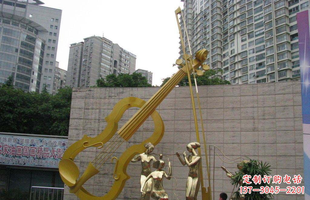 开封不锈钢演奏大提琴雕塑