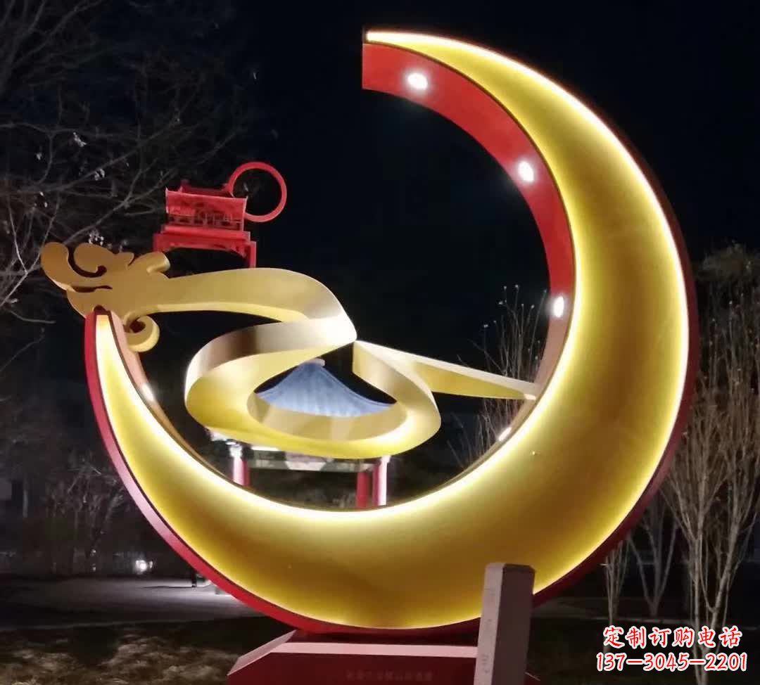开封精致不锈钢月亮雕塑