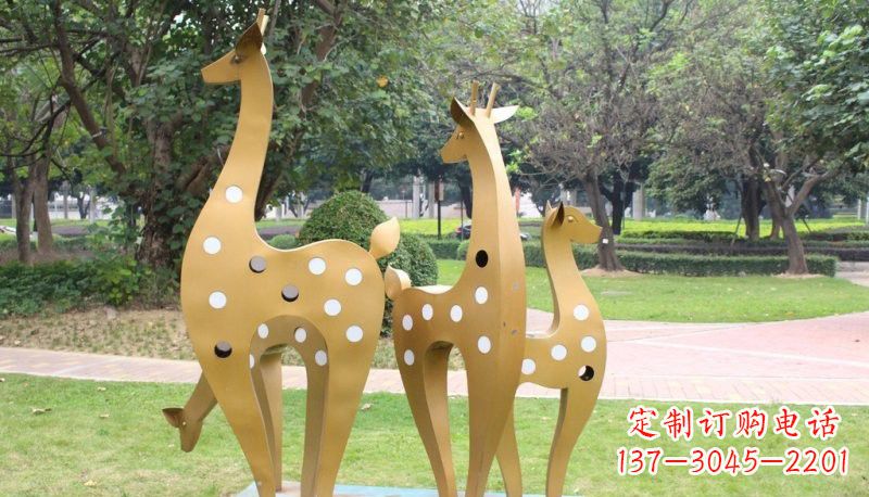 开封彩色不锈钢梅花鹿雕塑