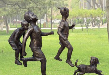 开封仿铜跑步小孩雕塑