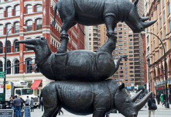 开封精美犀牛铜雕，城市街道创意装饰