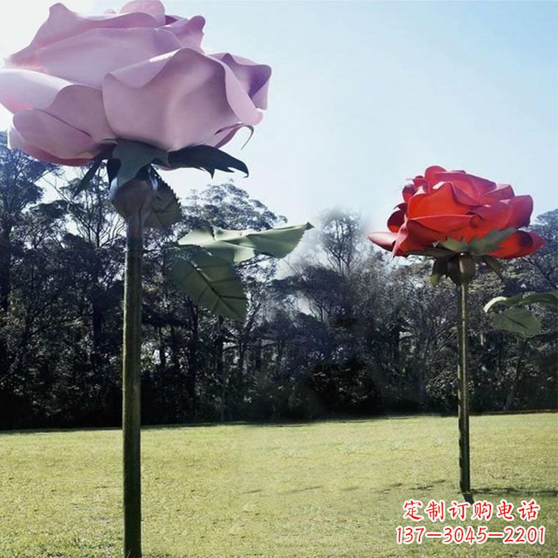 开封精美不锈钢雕刻玫瑰花雕塑