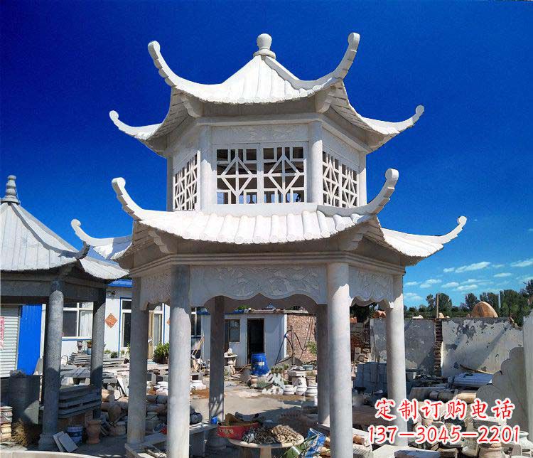 开封大理石双层凉亭雕塑