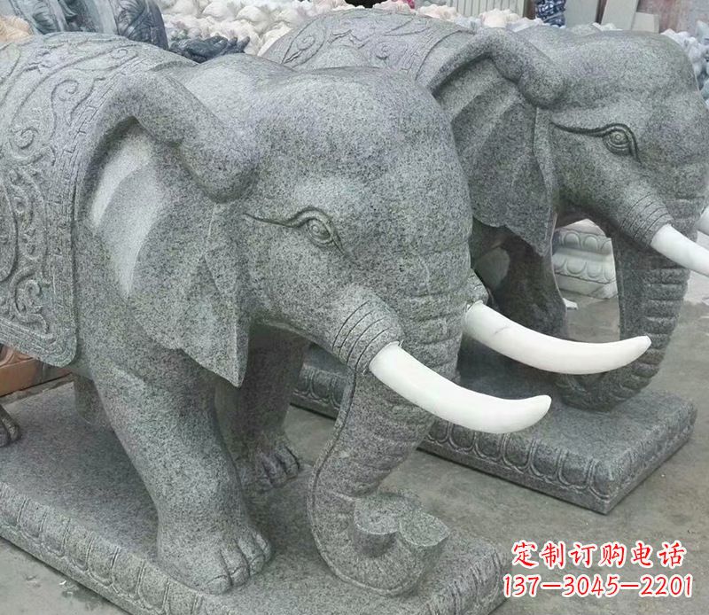 开封象征力量的大理石大象雕塑