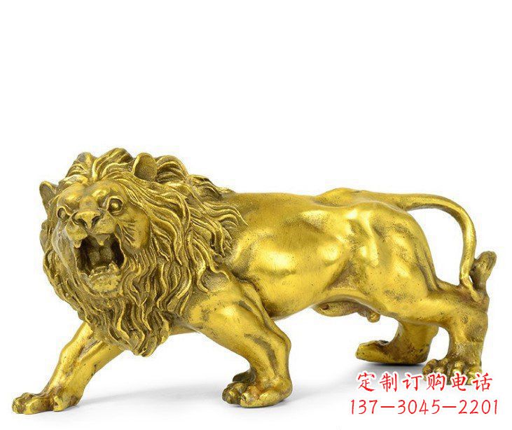 开封公园动物黄铜鎏金狮子铜雕塑