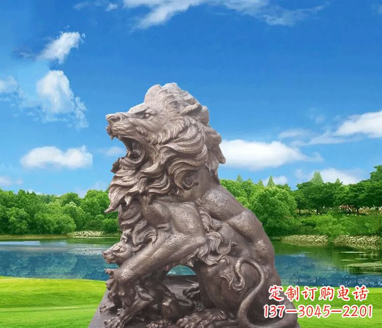 开封公园动物狮子铜雕