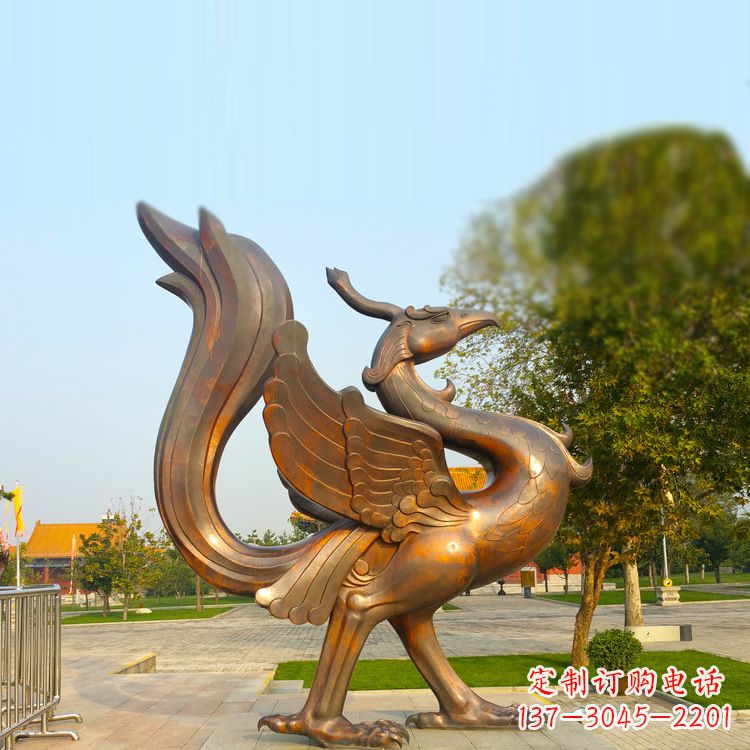 开封纯铜铸造的四灵之朱雀雕塑