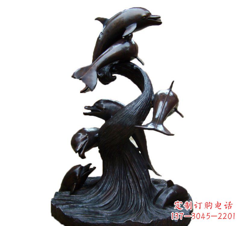 开封公园海豚喷泉铜雕