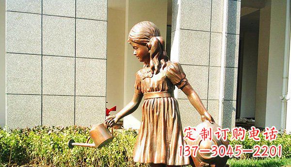 开封可爱的公园小女孩铜雕