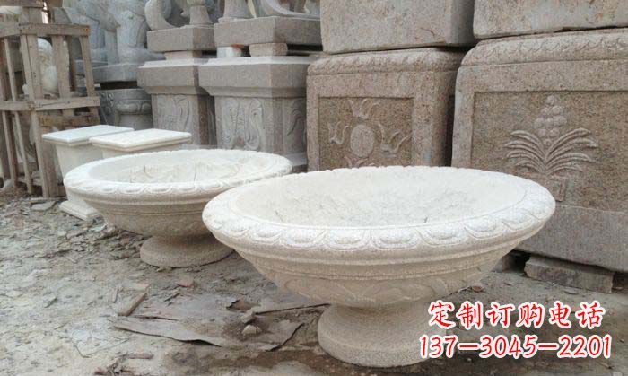 开封细腻雅致的大理石花盆石雕
