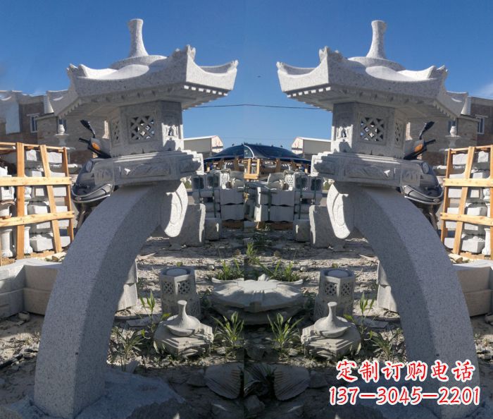 开封精美大理石镂空石灯雕塑