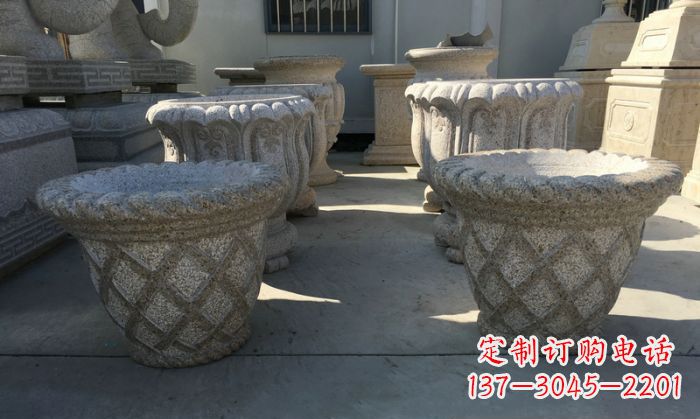 开封公园景观花篮式花盆石雕 (2)