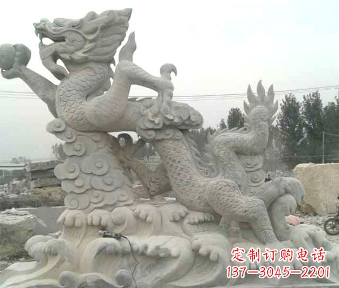 开封精美青龙出水石雕