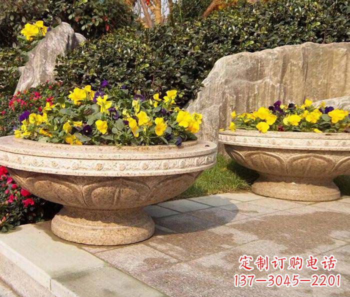 开封公园景观砂岩花盆石雕 (2)