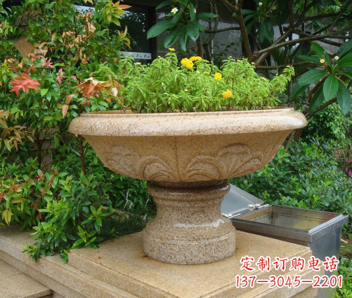 开封公园景观砂岩花盆石雕 (3)