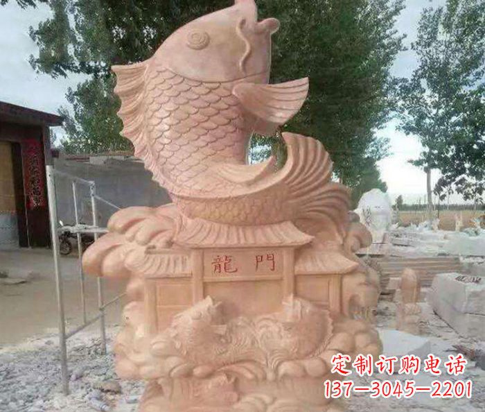 开封红石雕塑-晚霞鱼喷泉