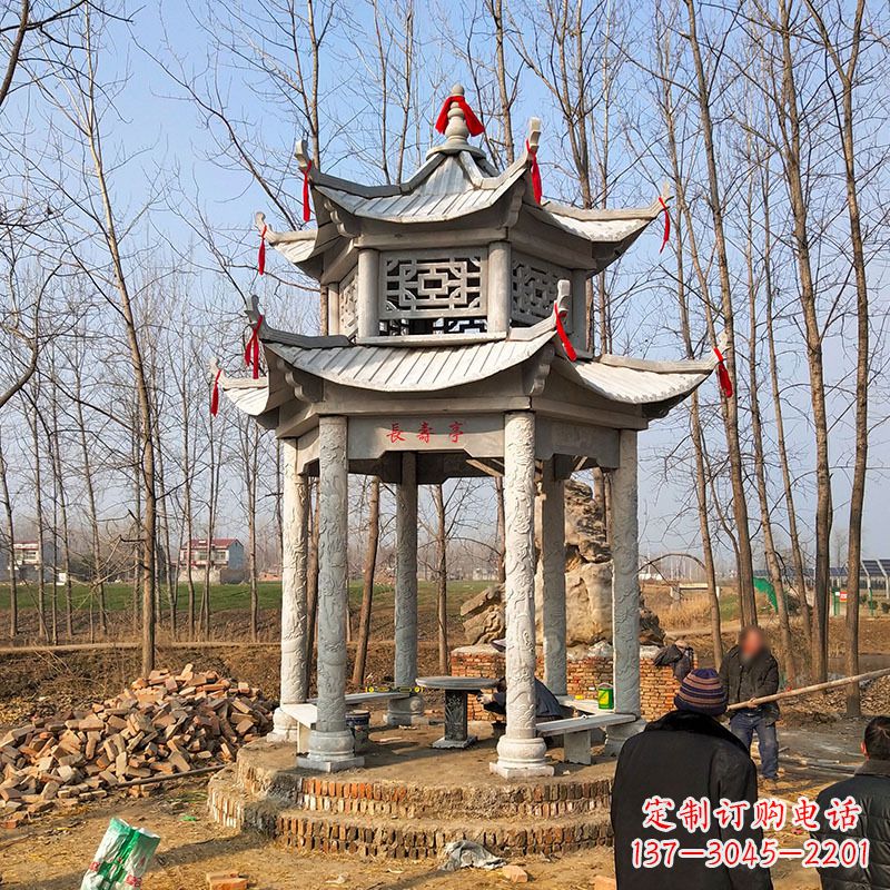 开封和谐统一的双层石雕凉亭