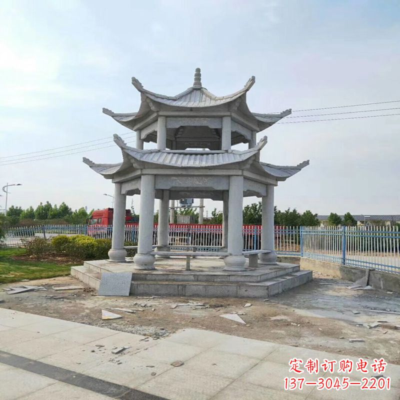 开封公园凉亭双层石雕亭子