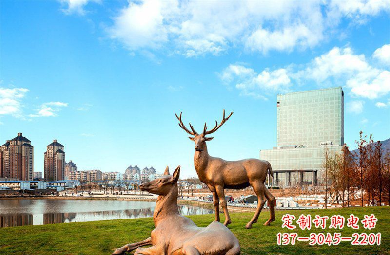 开封公园羚羊动物铜雕 (2)
