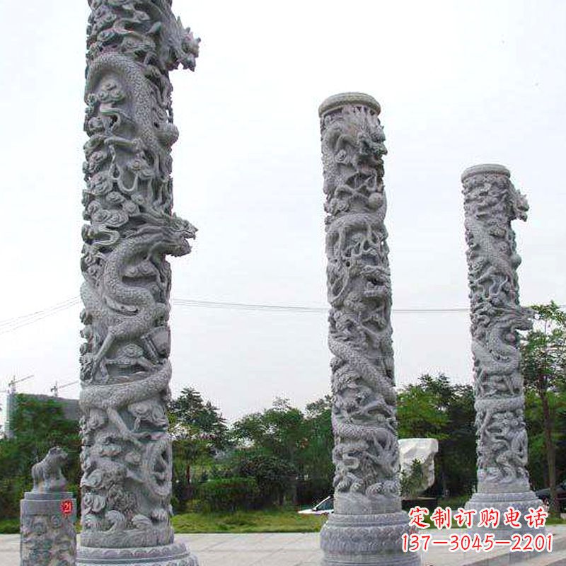 开封精美的公园景观龙柱雕塑