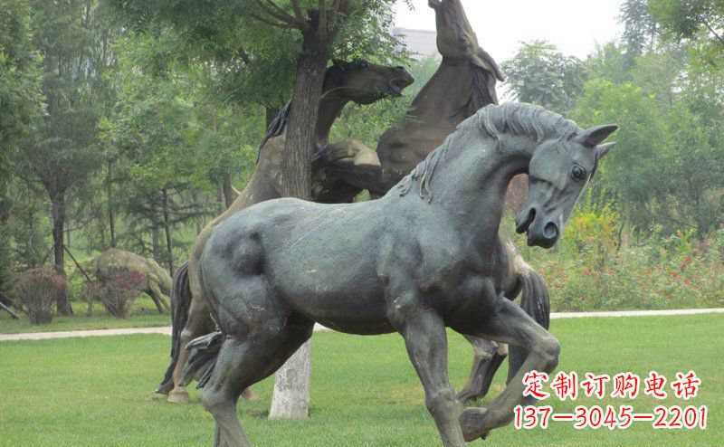 开封公园马动物景观铜雕 (2)