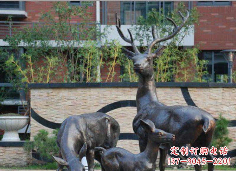 开封古雅优雅的梅花鹿铜雕