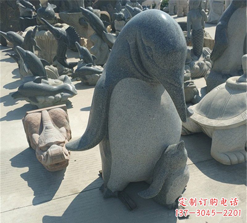 开封爱永恒之石雕——公园母子企鹅石雕