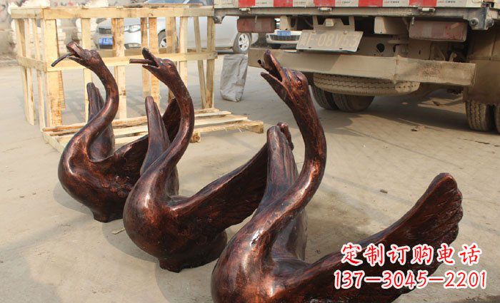 开封公园喷水天鹅动物铜雕
