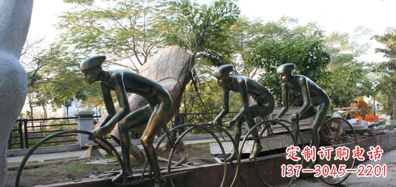 开封精致铜雕自行车景观雕塑