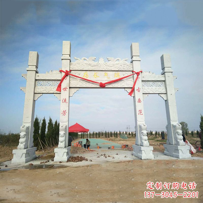 开封中领雕塑专业定制公园三间四柱牌坊雕塑
