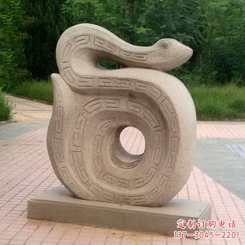 开封砂岩动物蛇雕塑