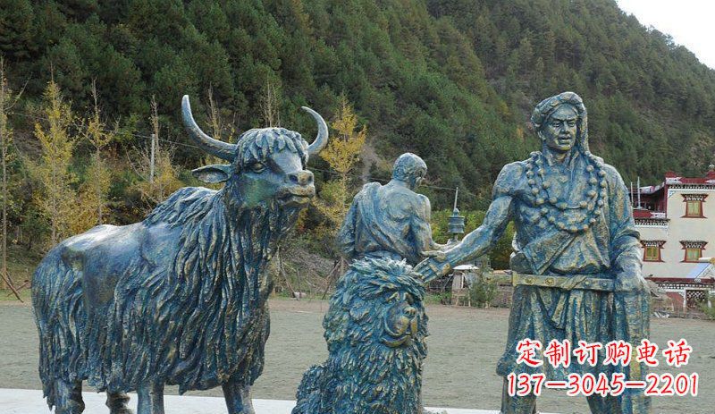 开封中领雕塑定制牦牛景观铜雕