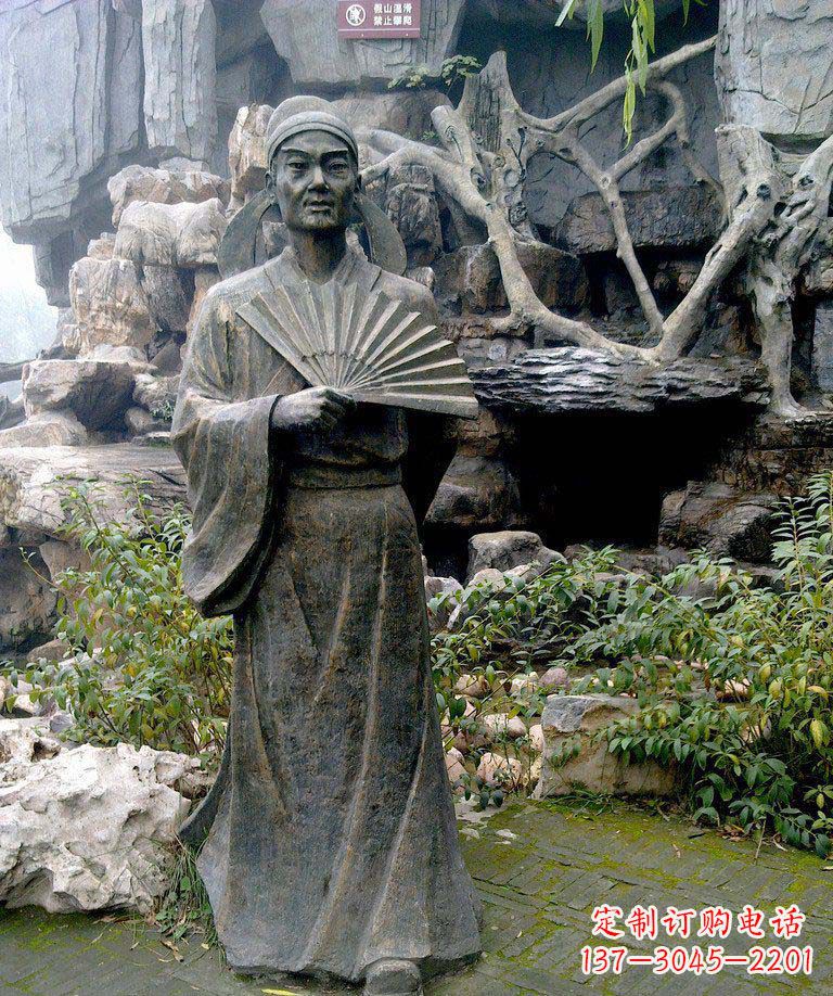 开封公园诗人杜甫古代人物铜雕