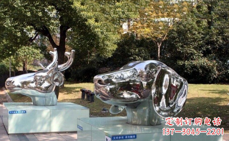 开封不锈钢十二生肖头像雕塑