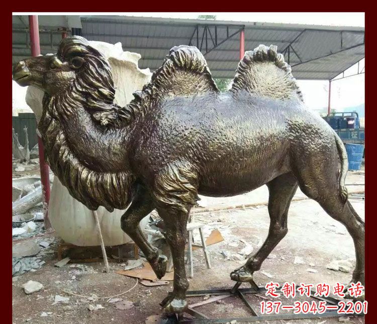 开封双峰骆驼铜雕塑,精美绝伦