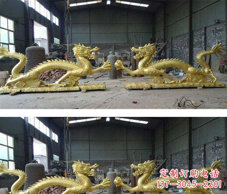 开封古典传统双龙戏珠铜雕塑