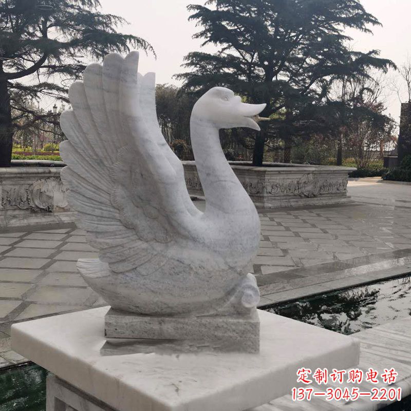 开封公园水渠水池喷水天鹅石雕装饰动物雕塑