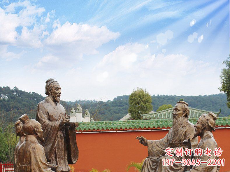 开封公园铜雕孔子讲座人物雕塑