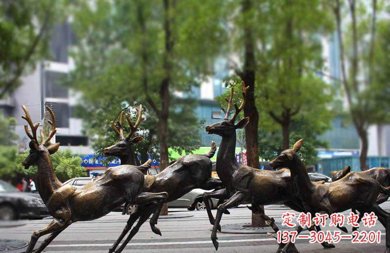 开封艺术精美的铜雕群鹿动物雕塑