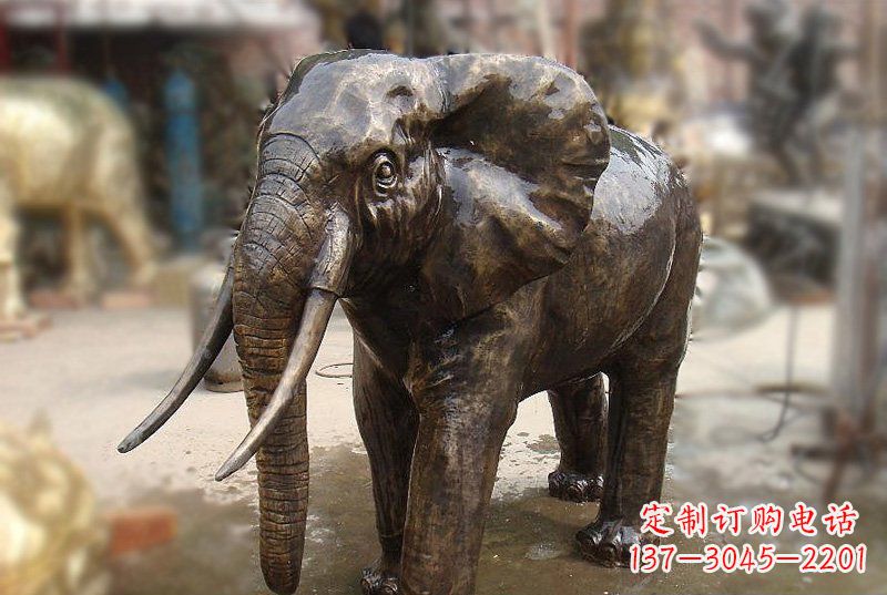 开封公园铜雕象牙大象动物雕塑
