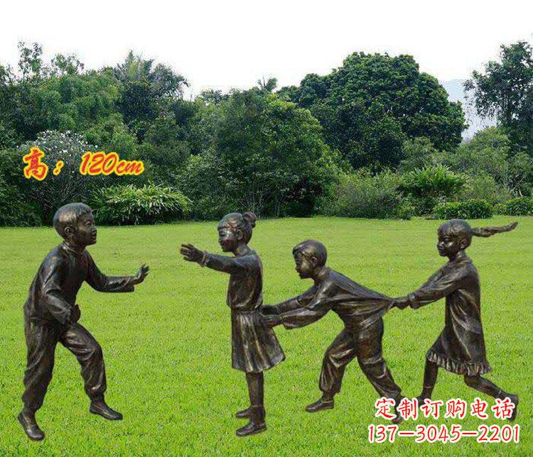 开封公园玩老鹰捉小鸡的儿童小品铜雕 (2)