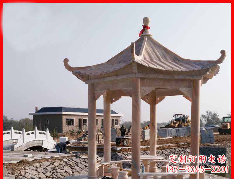开封红六角石凉亭雕塑