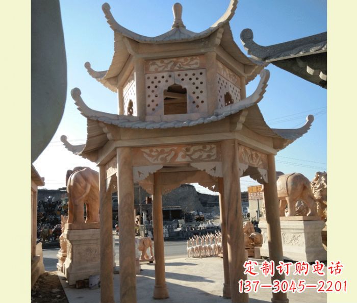 开封中式双层石雕凉亭