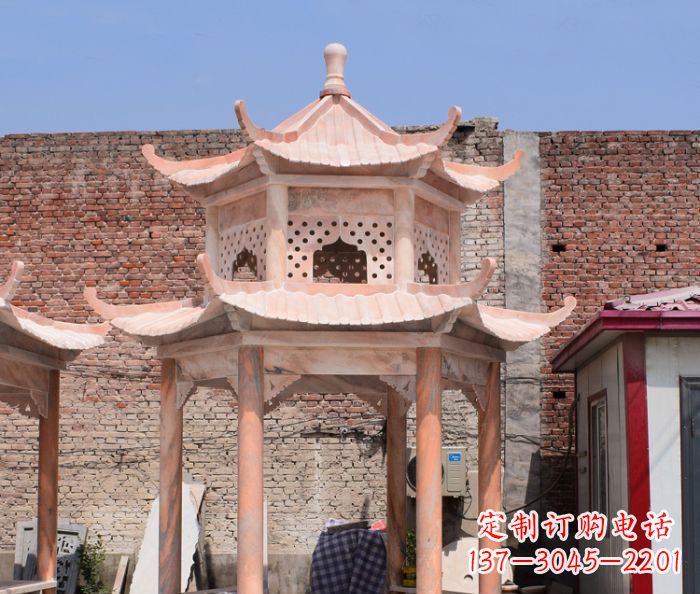 开封中领雕塑精致双层石头凉亭雕塑