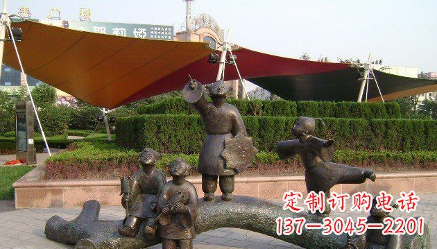 开封装饰性的小孩放风筝铜雕