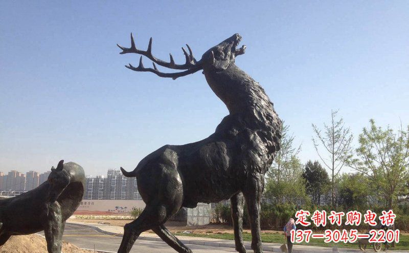 开封驯鹿精美铜雕