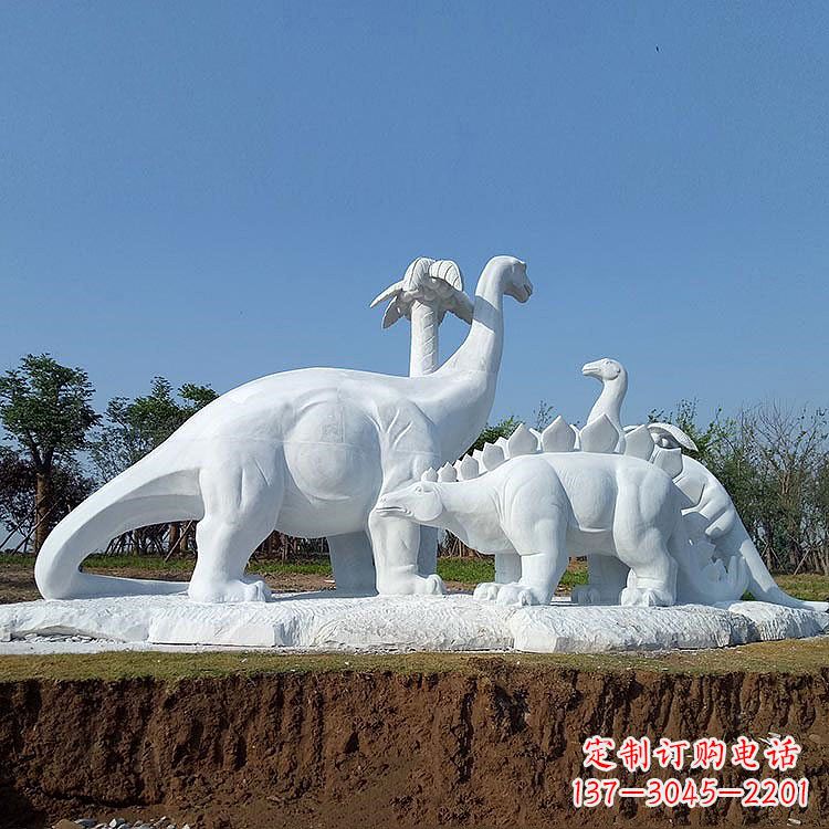 开封公园园林汉白玉恐龙情景动物雕塑