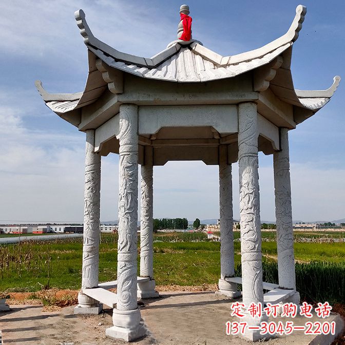 开封公园园林汉白玉六角凉亭
