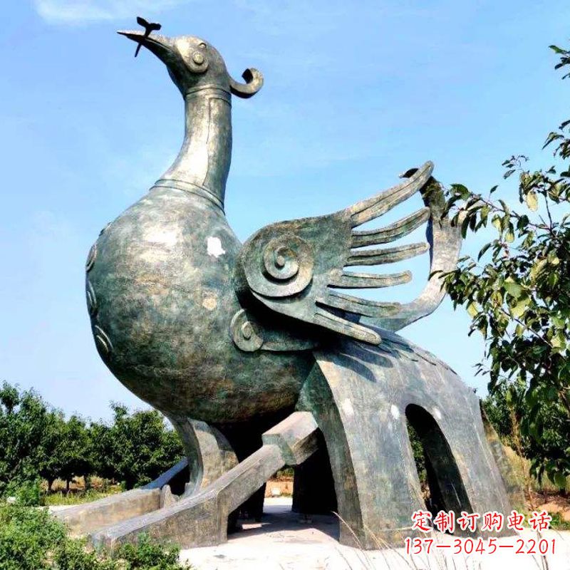 开封公园园林朱雀铜雕景观雕塑