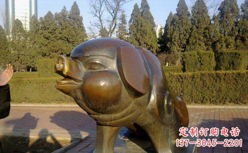 开封定制公园猪铜雕